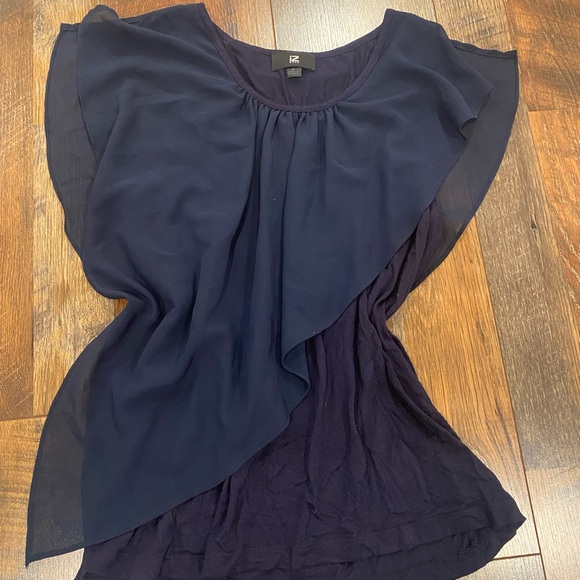 IZ Byer Women's Navy sheer dressy blouse Top size medium - Picture 1 of 2